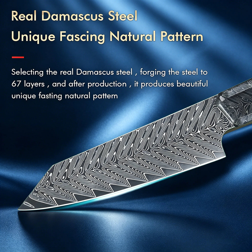 Damascus Steel Meat Cleaver & Chef Knife – Multipurpose Kitchen Damascus Chef Knife Axl