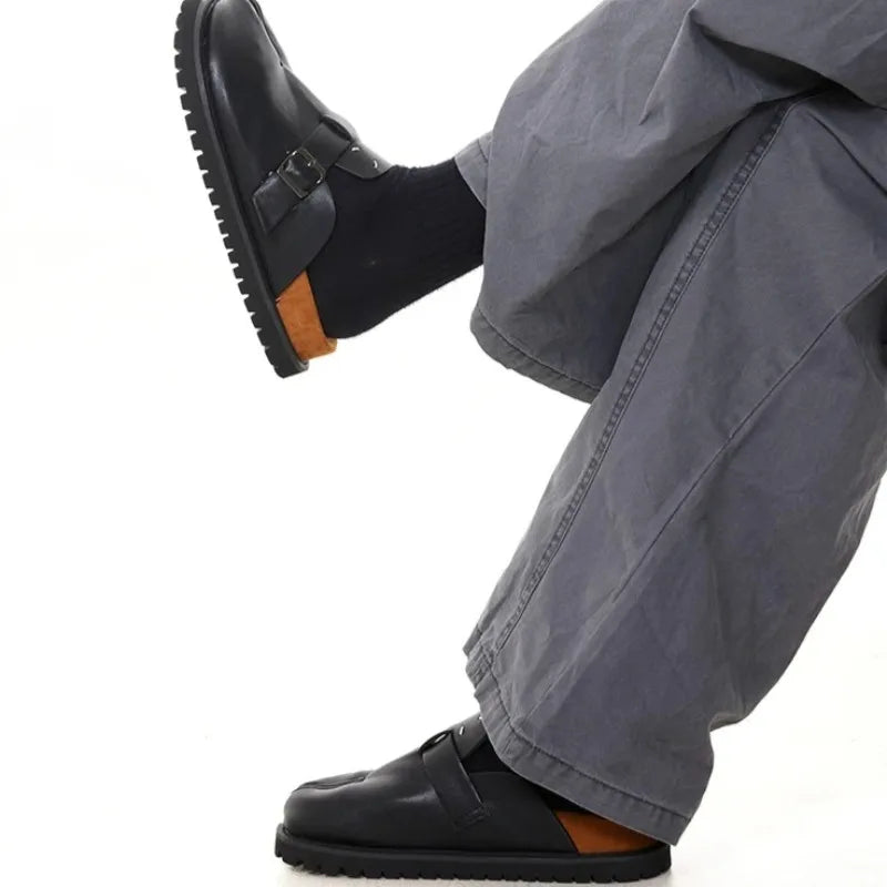 Luxury Leather Split-Toe Platform Slippers | Men & Women Leather Platform Slippers Axl