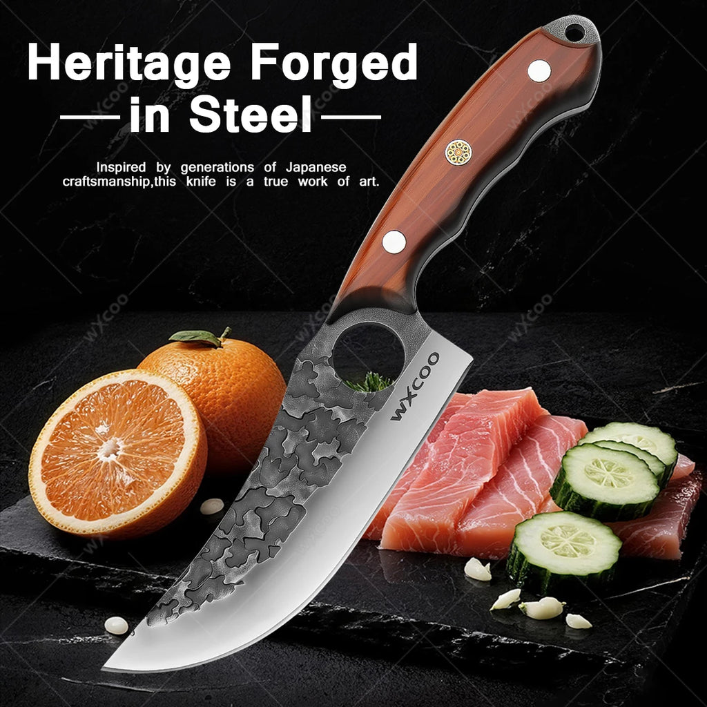 Japanese Santoku Chef's Knife Set – Laser-Textured Stainless Steel Chef's Knife Set Axl