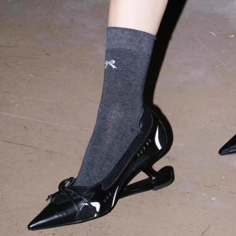 Women's Bow Mary Jane Pumps – Pointed Toe Block Heels Mary Jane Pumps Axl