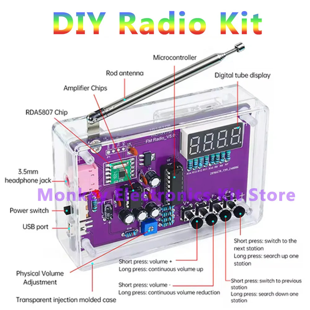 HU-017A FM Radio DIY Kit 87–108MHz LED Display | Electronics FM Radio DIY Kit Axl Default Title