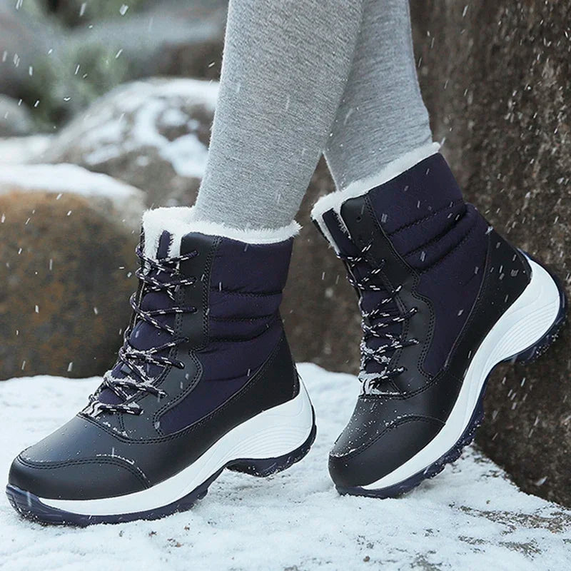 Women's Plush-Lined Wedge Snow Boots – Warm Winter Ankle Boots Winter Snow Boots Axl