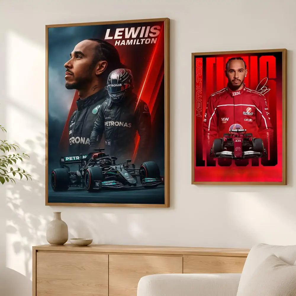 Lewis Hamilton HD Self-Stick Wall Poster – Waterproof Home Decor Sports Wall Poster Axl