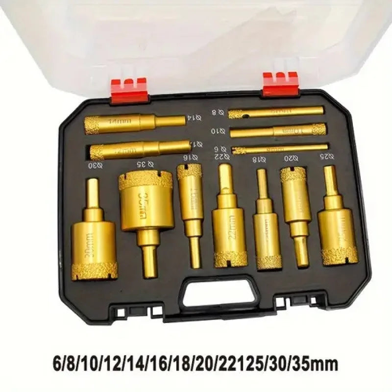 12-Pc Diamond Drill Bit Hole Saw Kit 6-35mm – Glass Tile Stone Diamond Hole Saw Kit Axl gold-box-1set