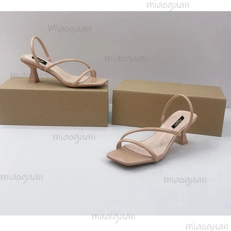 Women's Square Toe Low Heel Sandals – 5CM Party Pumps Low Heel Sandals Axl