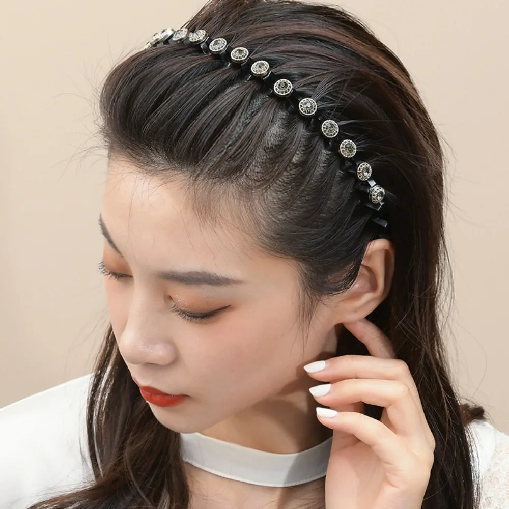 Rhinestone Pearl Hair Braider Headband – Floral Zircon Hair Headband Axl
