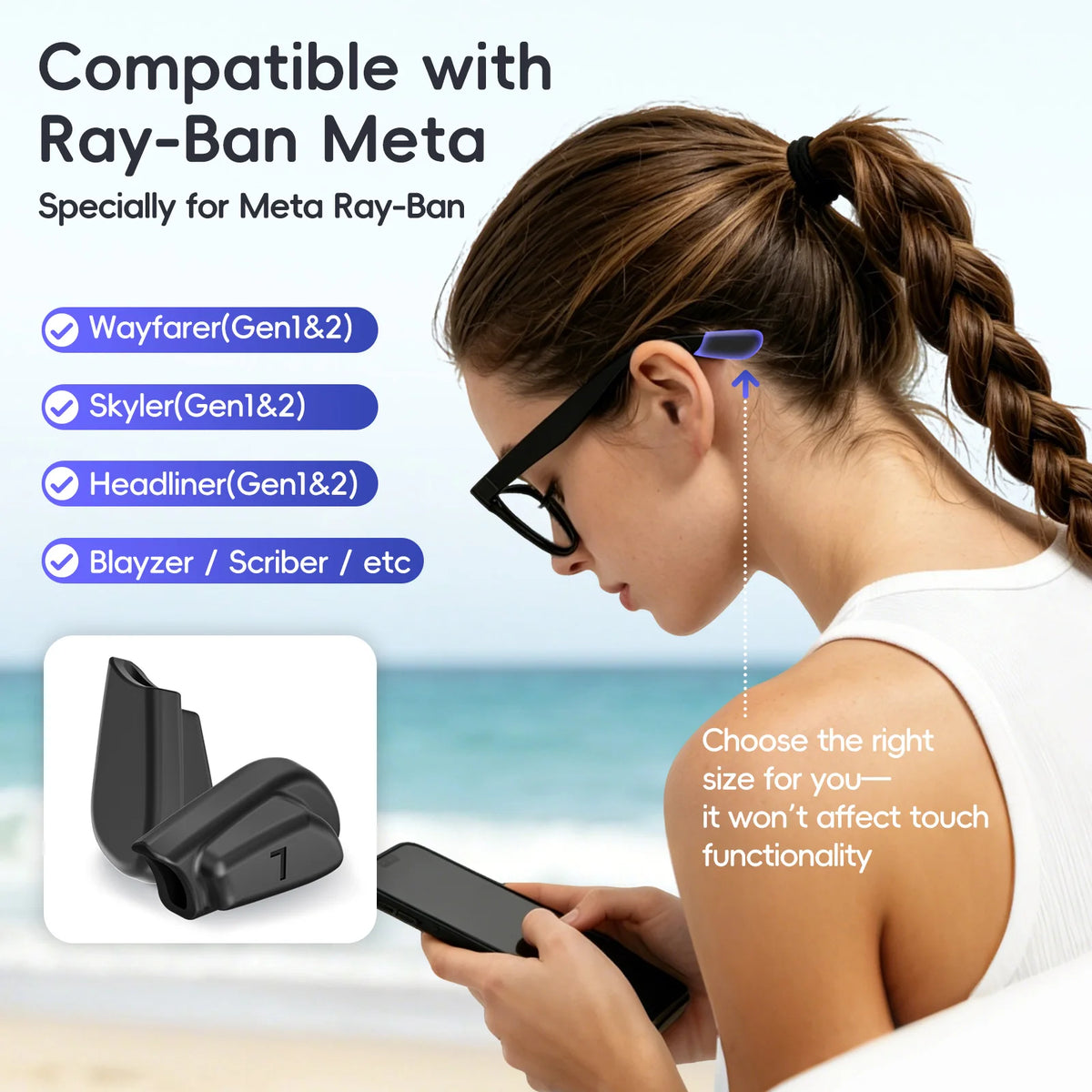 Anti-Slip Silicone Ear Grips for Ray-Ban Meta Smart Glasses Eyeglass Ear Grips Axl