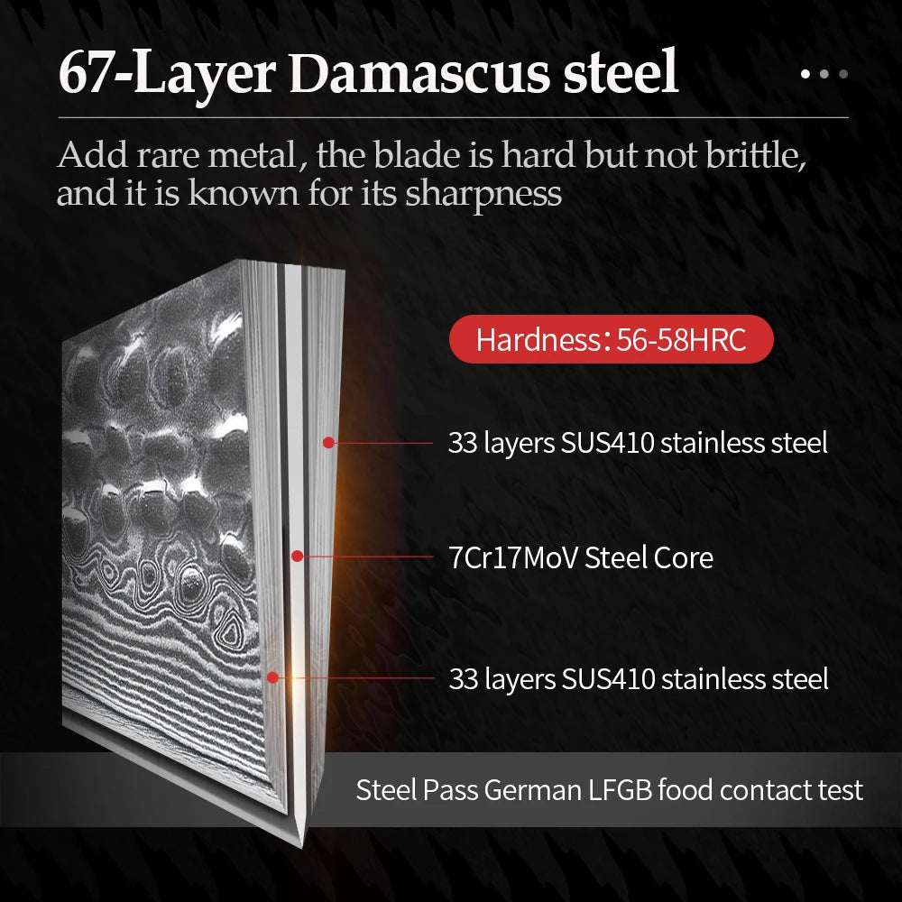 XINZUO 6.5" Damascus Steel Bone Chopper Cleaver Knife Damascus Cleaver Knife Axl