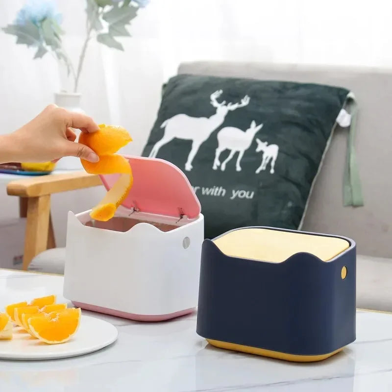 Mini Desktop Trash Can with Press Lid – Cute Desk Waste Bin Desktop Trash Can Axl
