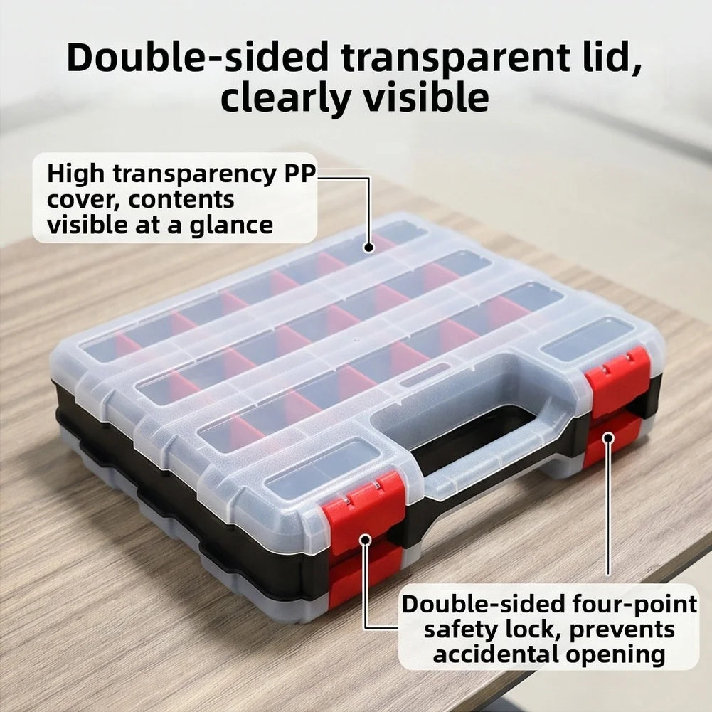Double-Sided Storage Case – 50 Compartments & Secure Latches Parts Storage Case Axl