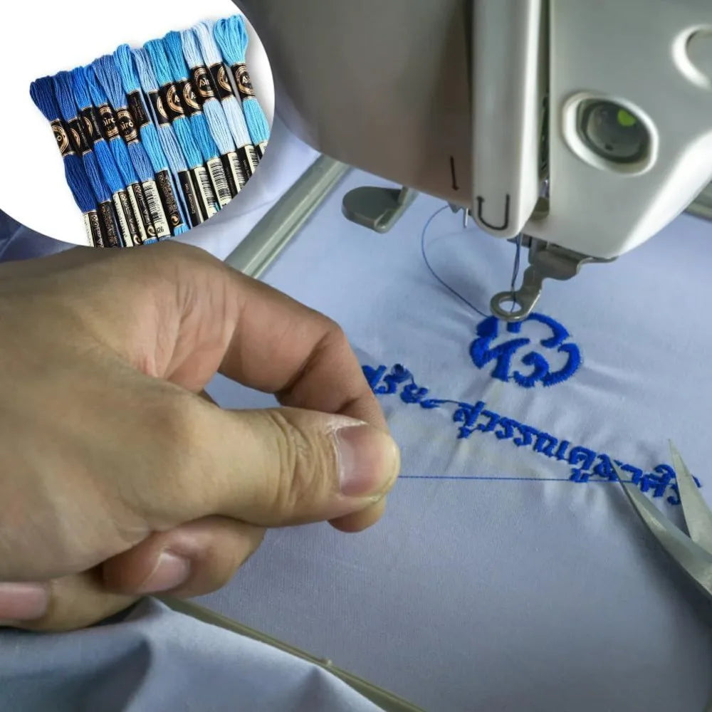 12 Skeins Variegated Blue Embroidery Floss Gradient Thread Set Embroidery Floss Axl