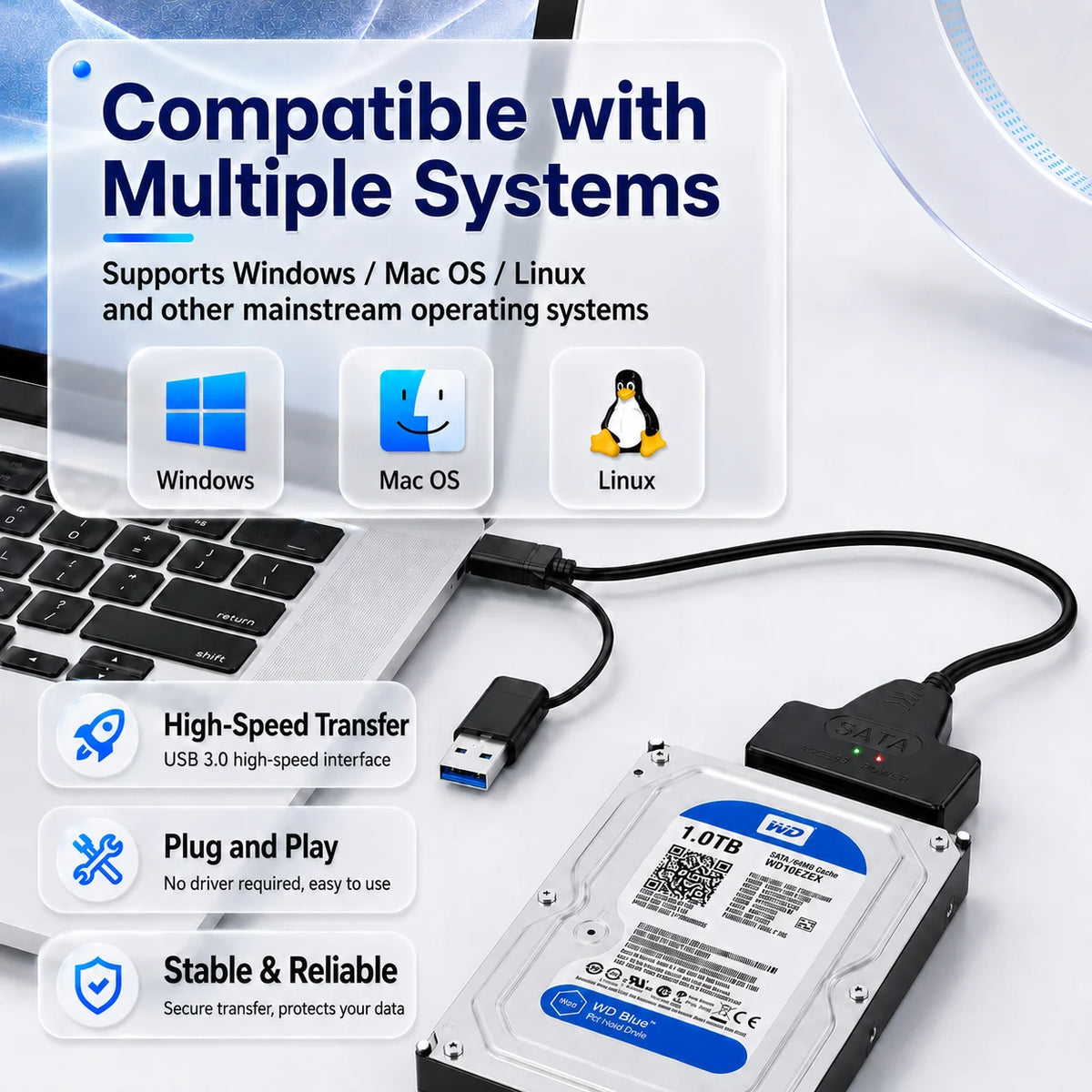 SATA to USB 3.0 Adapter Cable – 6 Gbps for HDD & SSD SATA USB Adapter Axl