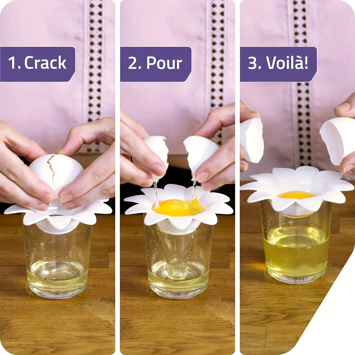 Flower Egg Yolk & White Separator – Cute Baking Kitchen Tool Egg Separator Tool Axl