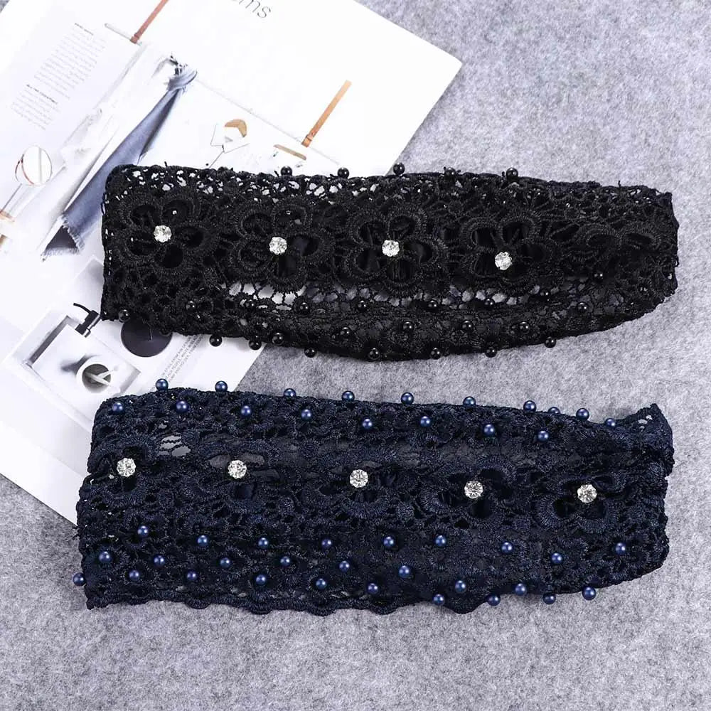 Korean Wide Pearl Lace Headband – Women's Hair Hoop Accessory Fashion Headband Axl