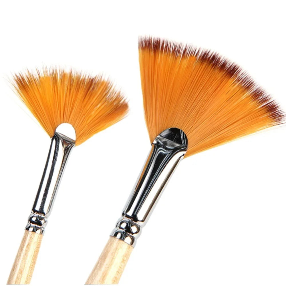 5-Piece Artist Fan Paint Brush Set – Nylon Hair & Wood Handle Fan Paint Brush Set Axl