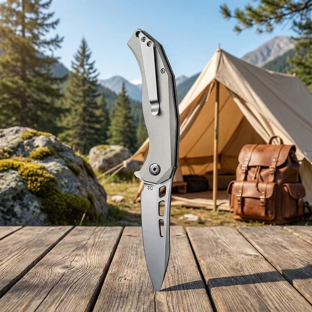 G10 Folding Knife – D2 Steel Blade for Camping & Hiking Folding Camping Knife Axl