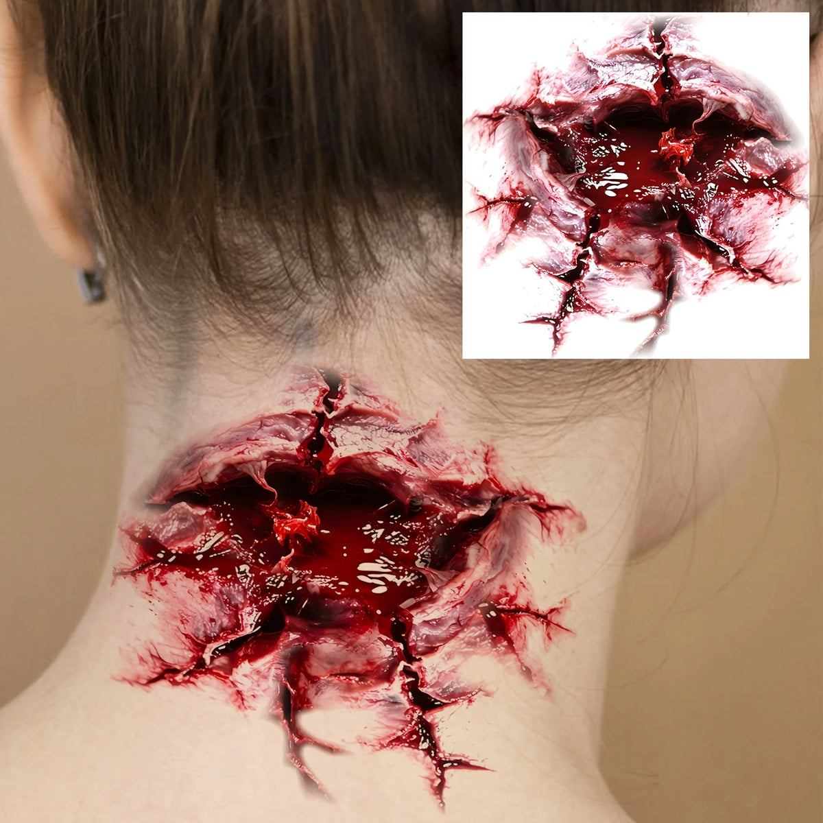 10 Fake Wound Temporary Tattoo Stickers – Halloween Body Art Temporary Tattoo Stickers Axl