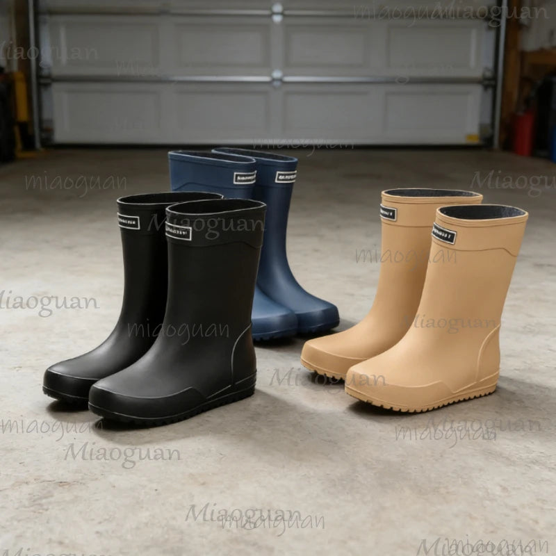 Men's Waterproof Mid-Calf Rain Boots | Non-Slip Rubber Outdoor Men's Rain Boots Axl