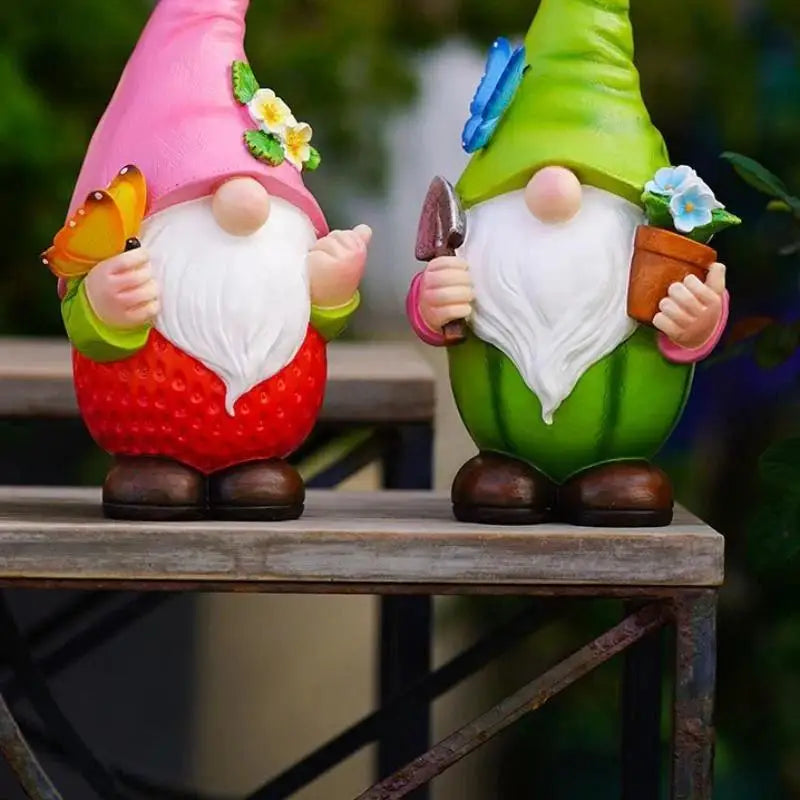 Solar Fruit Gnome Garden Statue – Resin Dwarf Sculpture Light Solar Garden Statue Axl