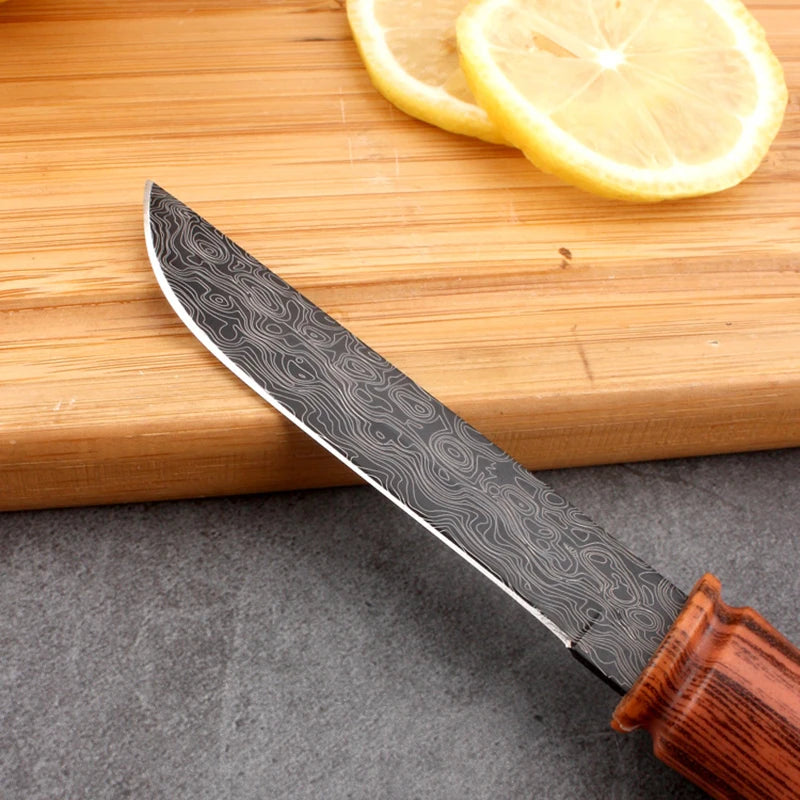 Damascus Pattern Utility Knife – Stainless Steel Camping Blade Camping Utility Knife Axl