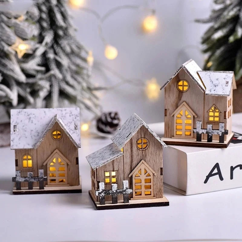 Christmas LED Wooden House Ornament – Festive Xmas Cabin Decor Christmas Ornament Axl