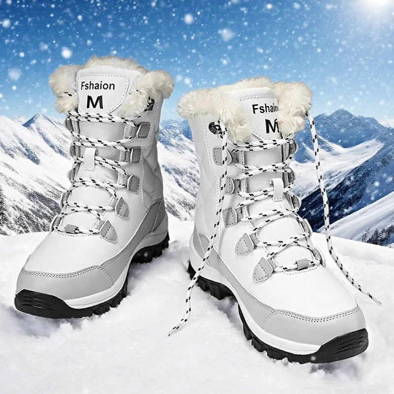 AZGB Women's Waterproof Winter Snow Boots – Warm Lace-Up Women's Snow Boots Axl
