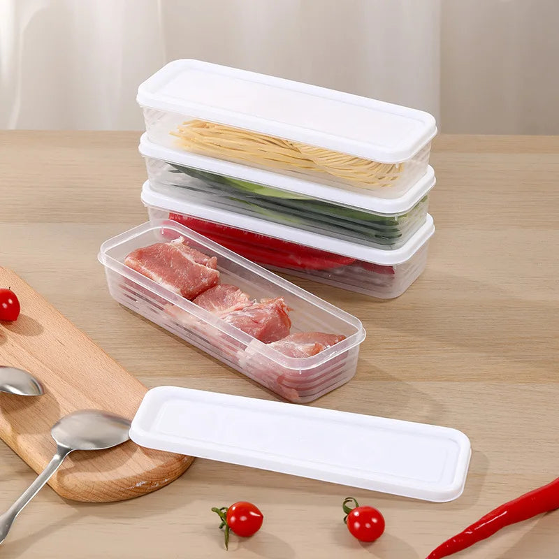 4-Piece Long Food Storage Containers – Fridge & Kitchen Organizer Food Storage Containers Axl 4pcs-white cover