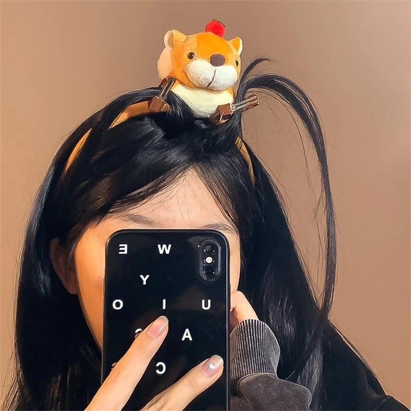 Funny Plush Squirrel Headband – Cute Hair Hoop for Women Novelty Hair Headband Axl