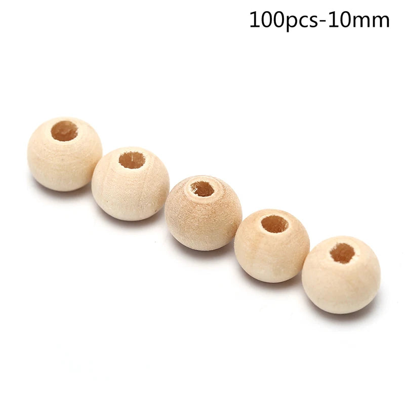 Natural Round Wooden Ball Beads – DIY Jewelry & Craft Making Wooden Craft Beads Axl 100pcs-10mm