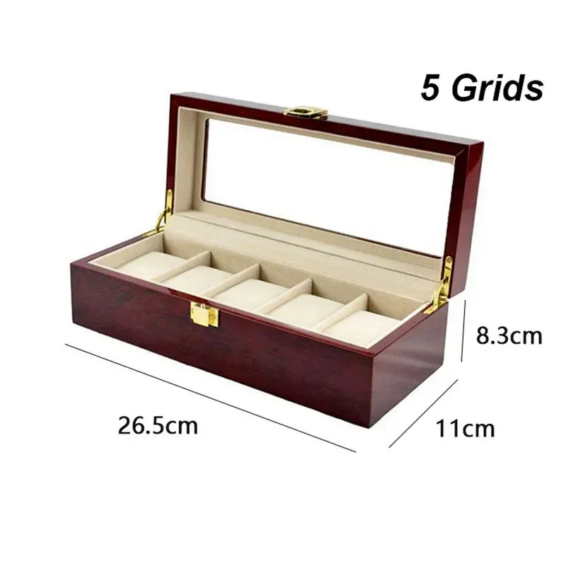 Wooden Watch Organizer Box – 2 to 12 Slot Eco-Friendly Case Watch Organizer Box Axl 5 Grids As whown