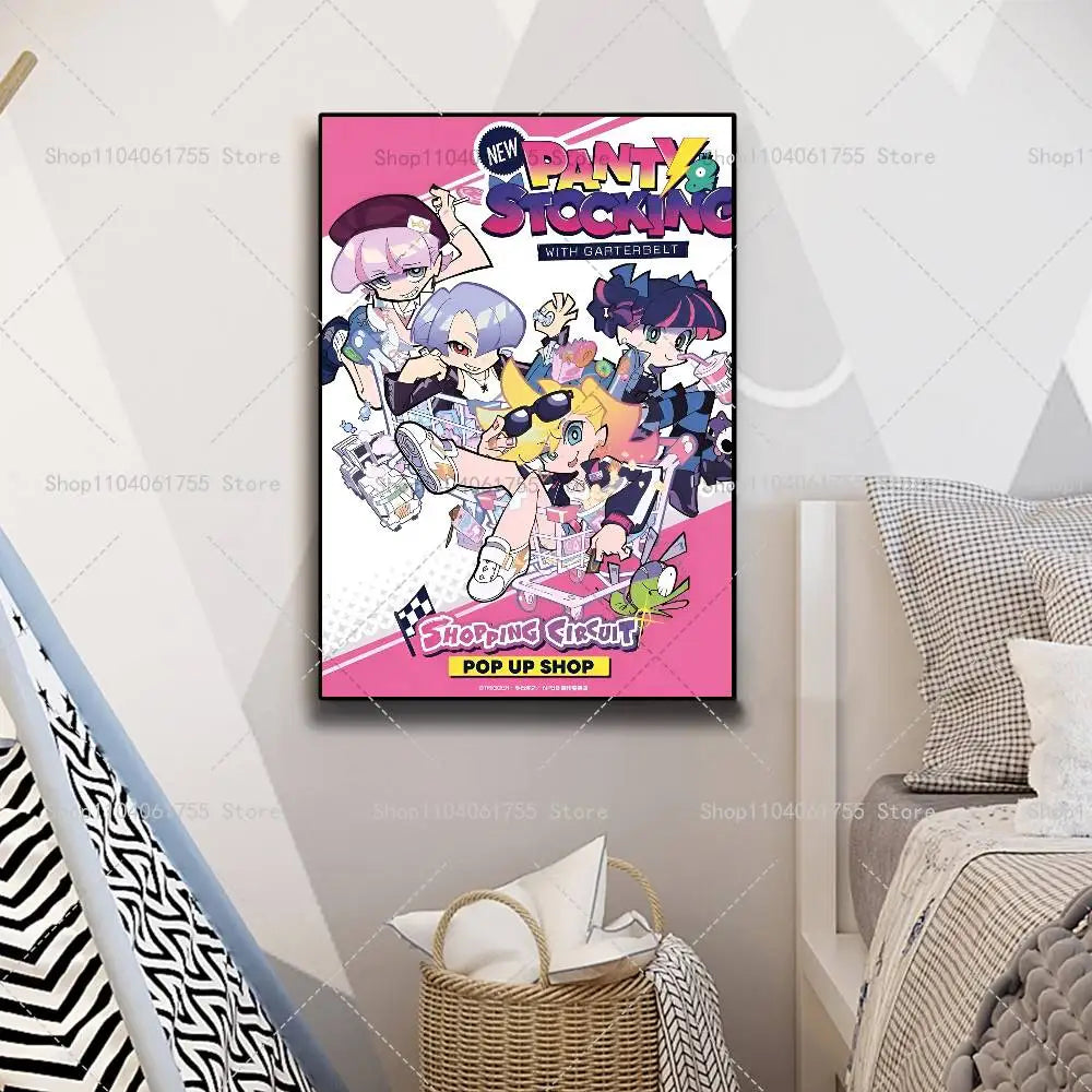 Anime Panty & Stocking Self-Adhesive Wall Art Poster Print Anime Wall Poster Axl