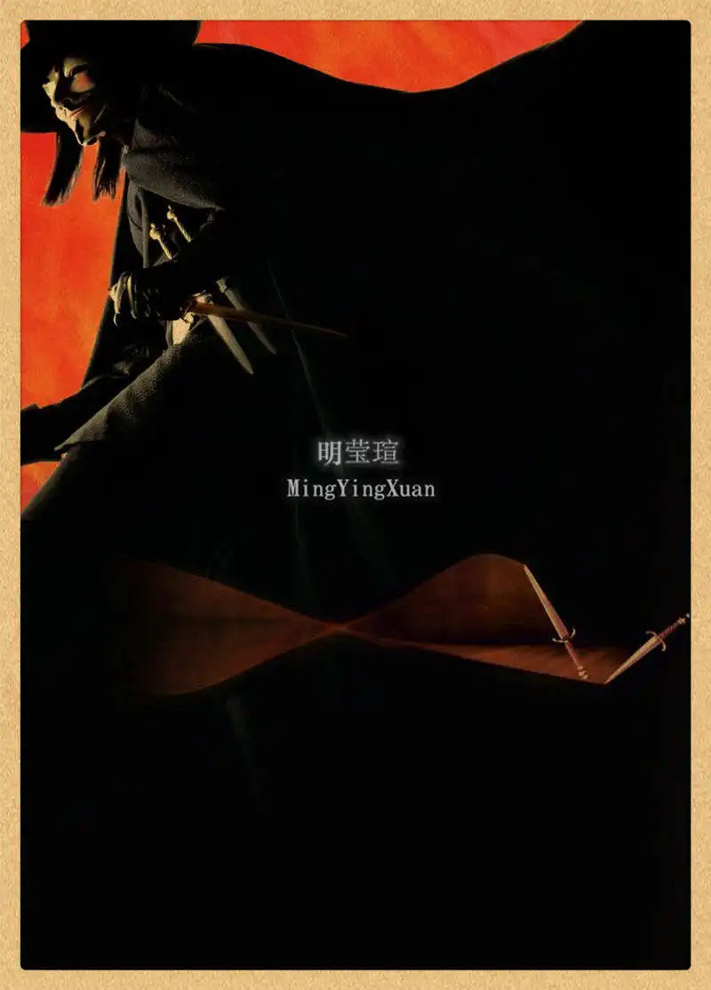 V for Vendetta Vintage Kraft Paper Movie Poster – Wall Art Movie Wall Poster Axl 9 30x20cm