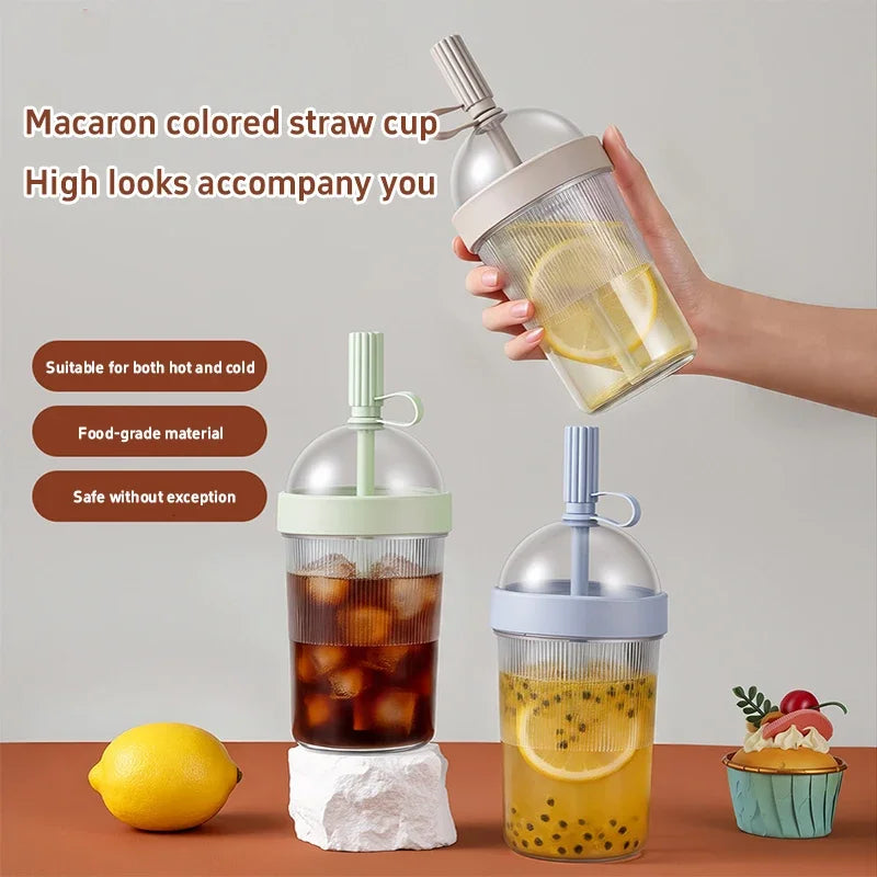 Portable Transparent Water Bottle with Straw – 550ml Sports Cup Sports Water Bottle Axl