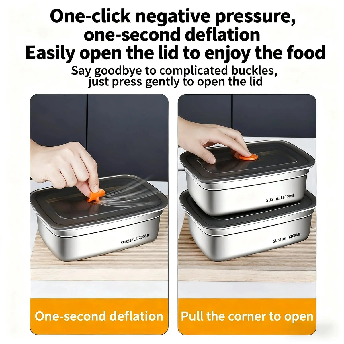 SUS316 Stainless Steel Leak-Proof Food Storage Container 1.2L Food Storage Container Axl