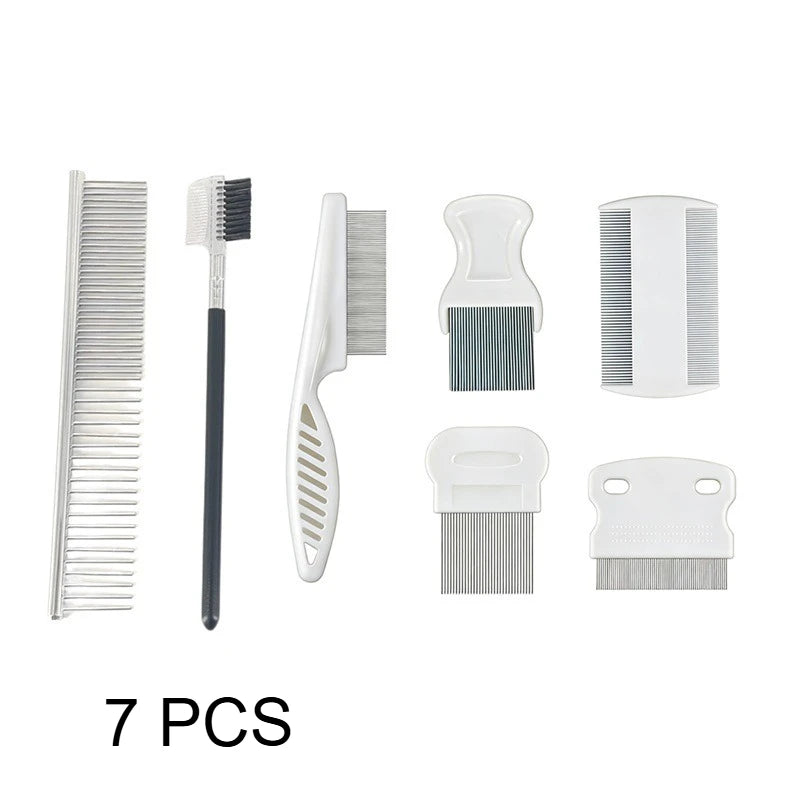 Pet Grooming Comb Set – Dog & Cat Dematting & Flea Combs Pet Grooming Comb Axl White-7pcs