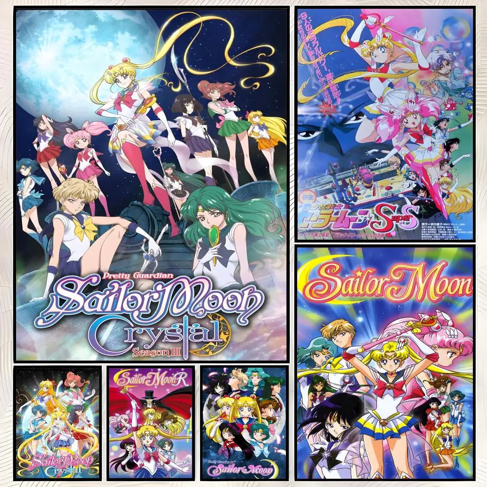 Sailor Moon Self-Stick HD Wall Poster – Waterproof Anime Décor Wall Art Poster Axl