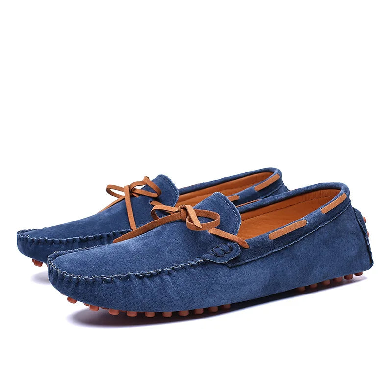 Men's Slip-On Suede Loafers – Soft Sole Casual Shoes Size 38–49 Men's Loafers Axl Blue Casual Shoes 48