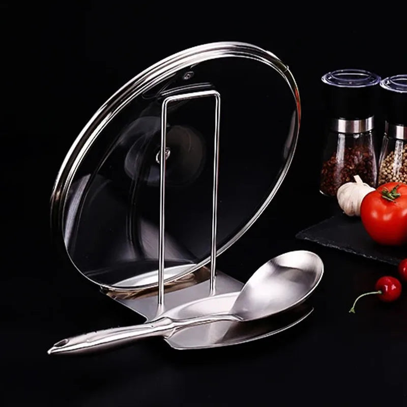 Stainless Steel Pot Lid Rack & Spatula Spoon Holder Stand Kitchen Utensil Rack Axl