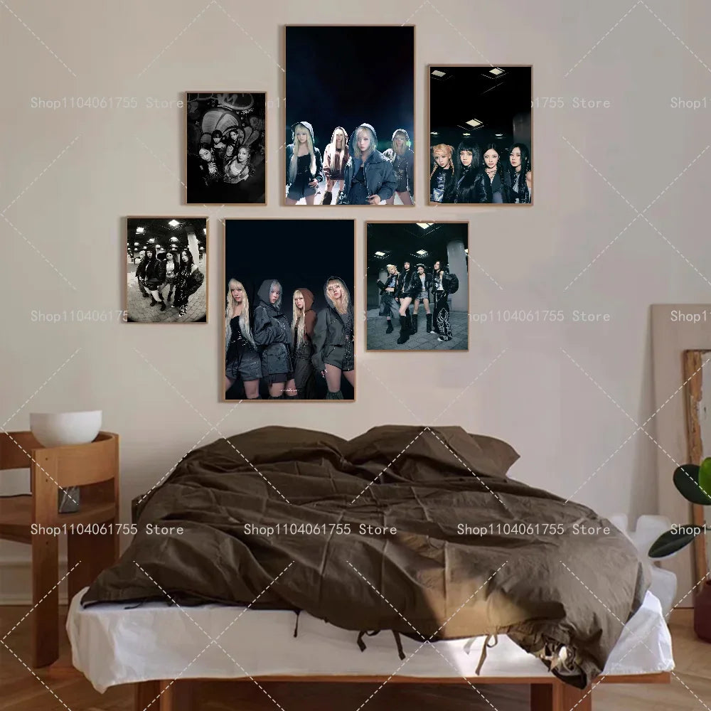 Aespa Kpop Girl Group Poster – Self-Adhesive Waterproof Wall Sticker Wall Art Poster Axl