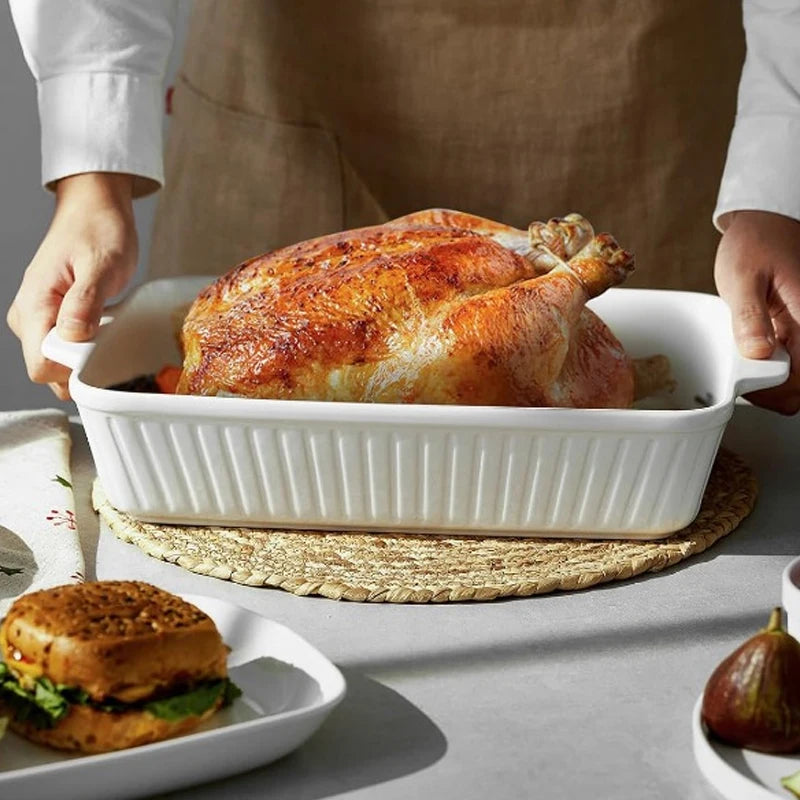 KEMORELA Ceramic Baking Dish – 3 Sizes, Handles, Oven Safe Ceramic Baking Dish Axl