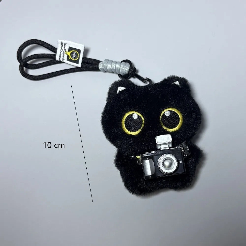 Black Cat Plush Doll Keychain – Cute Animal Bag Charm Gift Plush Keychain Charm Axl