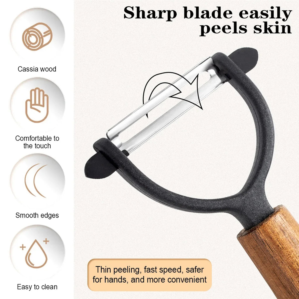 Stainless Steel Y/P Vegetable Peeler – Acacia Wood Handle Vegetable Peeler Axl