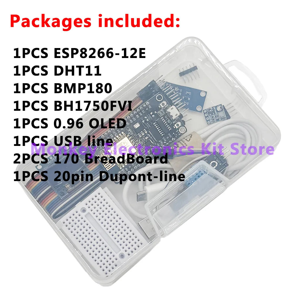 ESP8266 Weather Station Kit – OLED, DHT11, BMP180 & More Electronics Learning Kit Axl