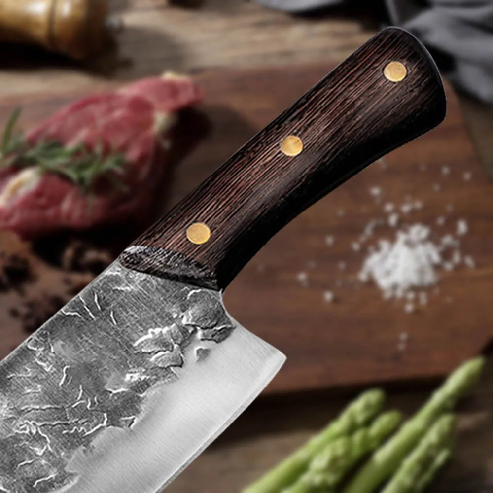 8-Inch Handmade Forged Chinese Chef Cleaver | 5Cr15 Steel Kitchen Cleaver Knife Axl