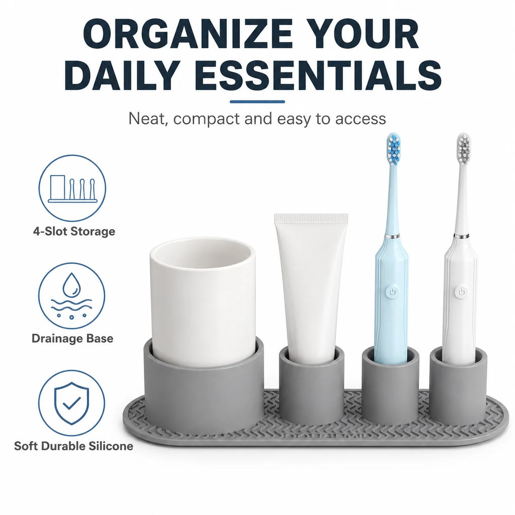 Silicone Toothbrush Holder – Bathroom Countertop Organizer Toothbrush Holder Axl