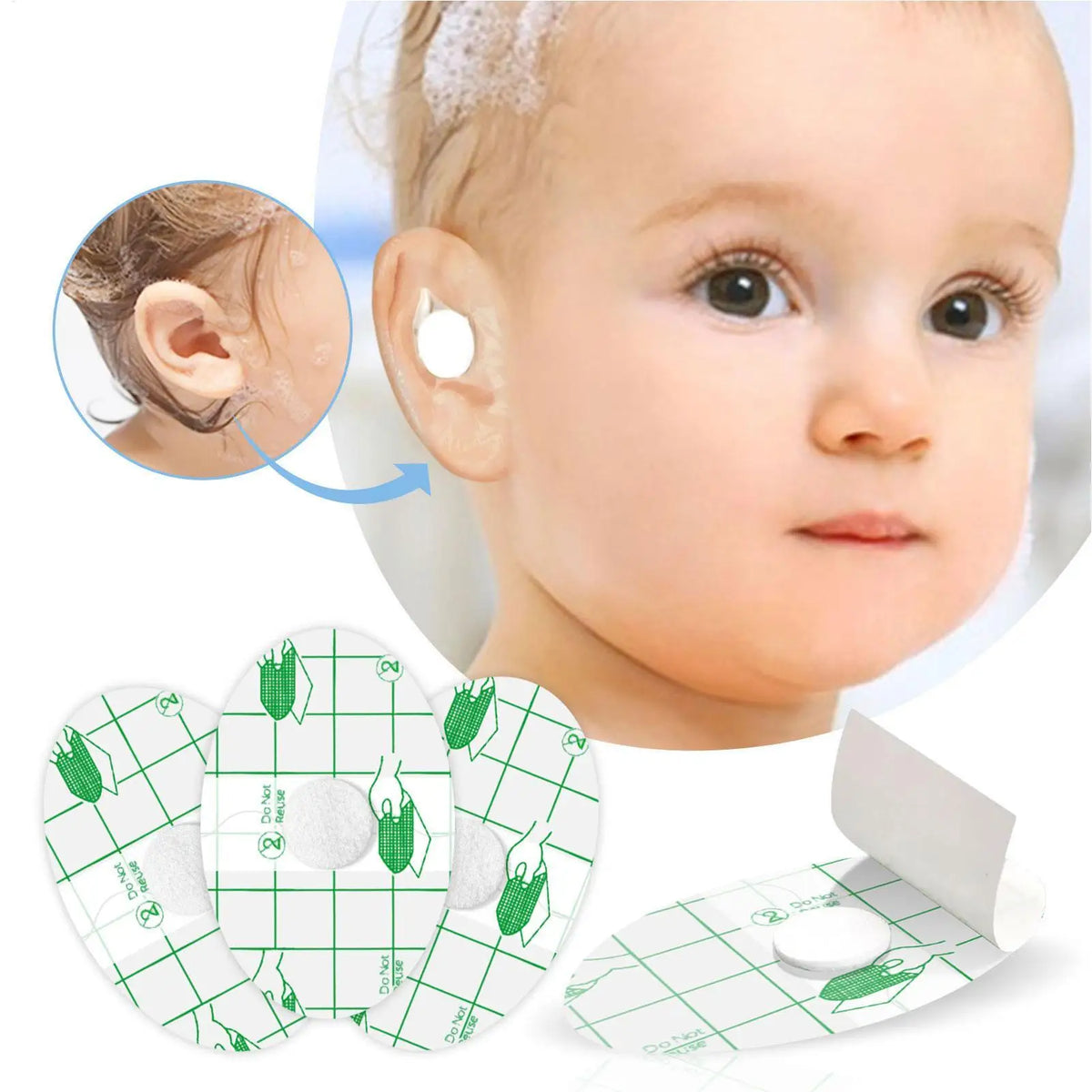 60-Pack Waterproof Ear Stickers for Kids & Adults – Bath & Swim Waterproof Ear Covers Axl