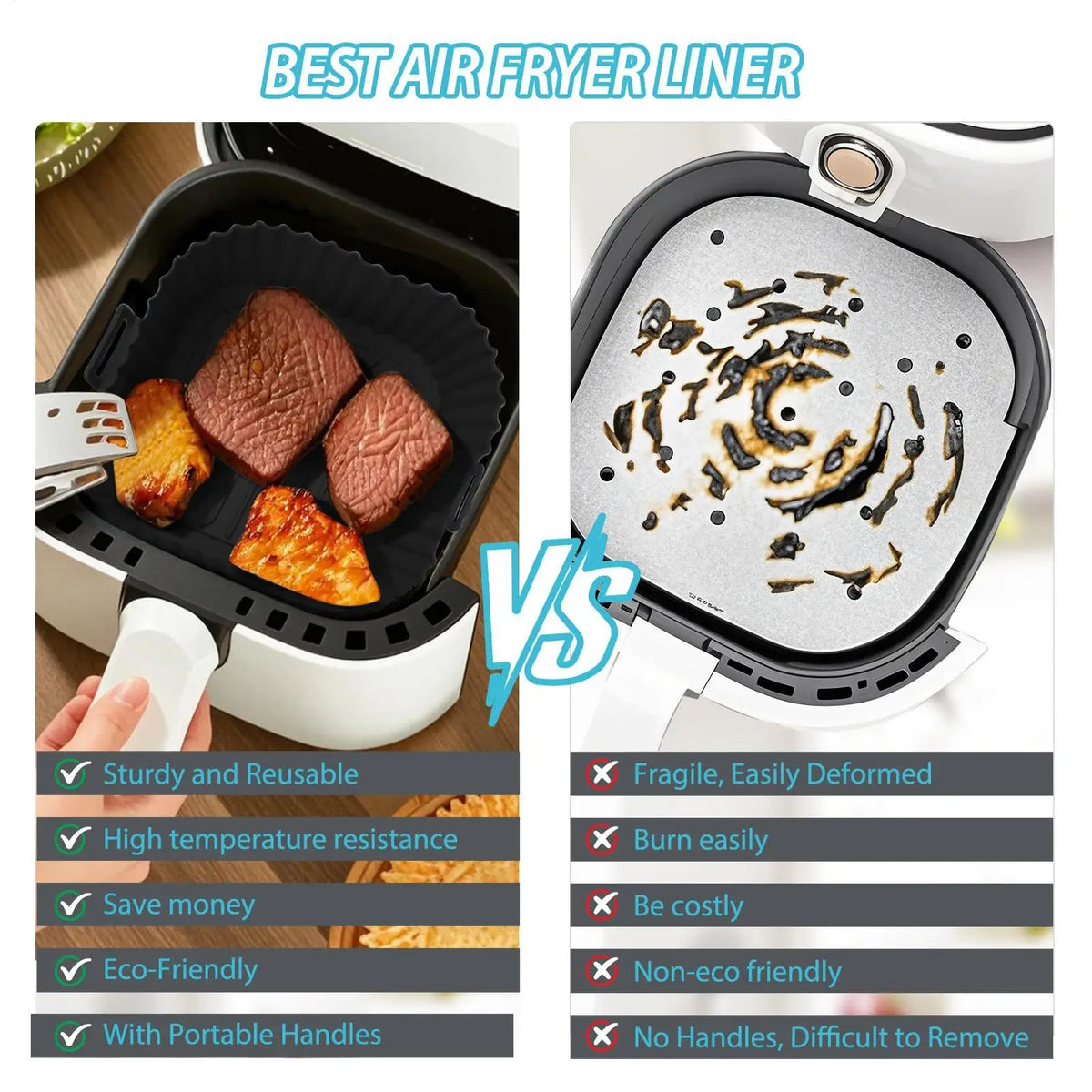 Silicone Air Fryer Liner Square Non-Stick Reusable Baking Mat Air Fryer Liner Axl
