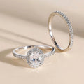 Huitan 2Pc Cubic Zirconia Bridal Ring Set – Silver Tone Bridal Ring Set Axl T0373 7