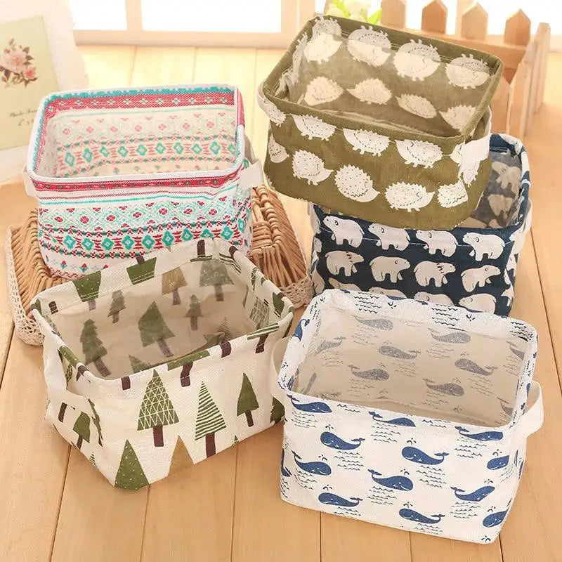 Cotton Linen Waterproof Storage Basket – Desktop Organizer Storage Basket Axl