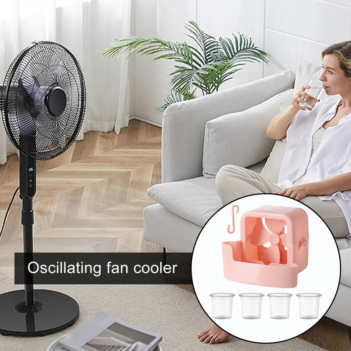 Hangable Fan Ice Box Cooler Attachment – Outdoor Mist Cooling Fan Cooler Attachment Axl
